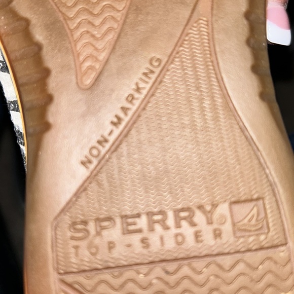 SPERRY⛵️TOP-SIDER Leather/Fabric Black Boat Shoes🦓Zebra Print Size 7.5 Women’s - Picture 12 of 12